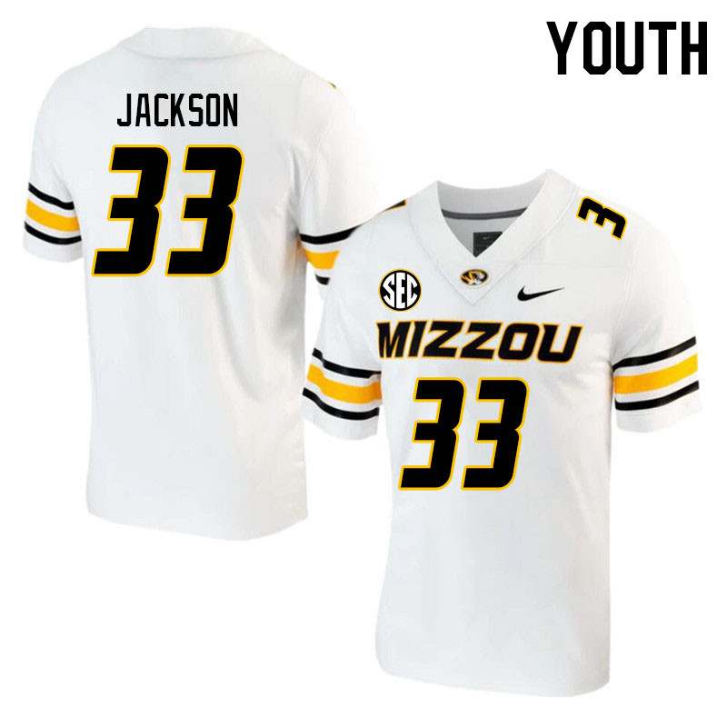Youth #33 Bryce Jackson Missouri Tigers College 2023 Football Stitched Jerseys Sale-White - Click Image to Close